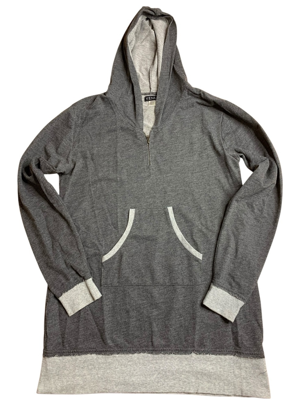 Venus Charcoal Grey & Light Grey Hooded Pullover Size Medium